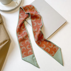 Printed Skinny Scarf Long Ribbon Neck Tie Silk Twilly Scarf