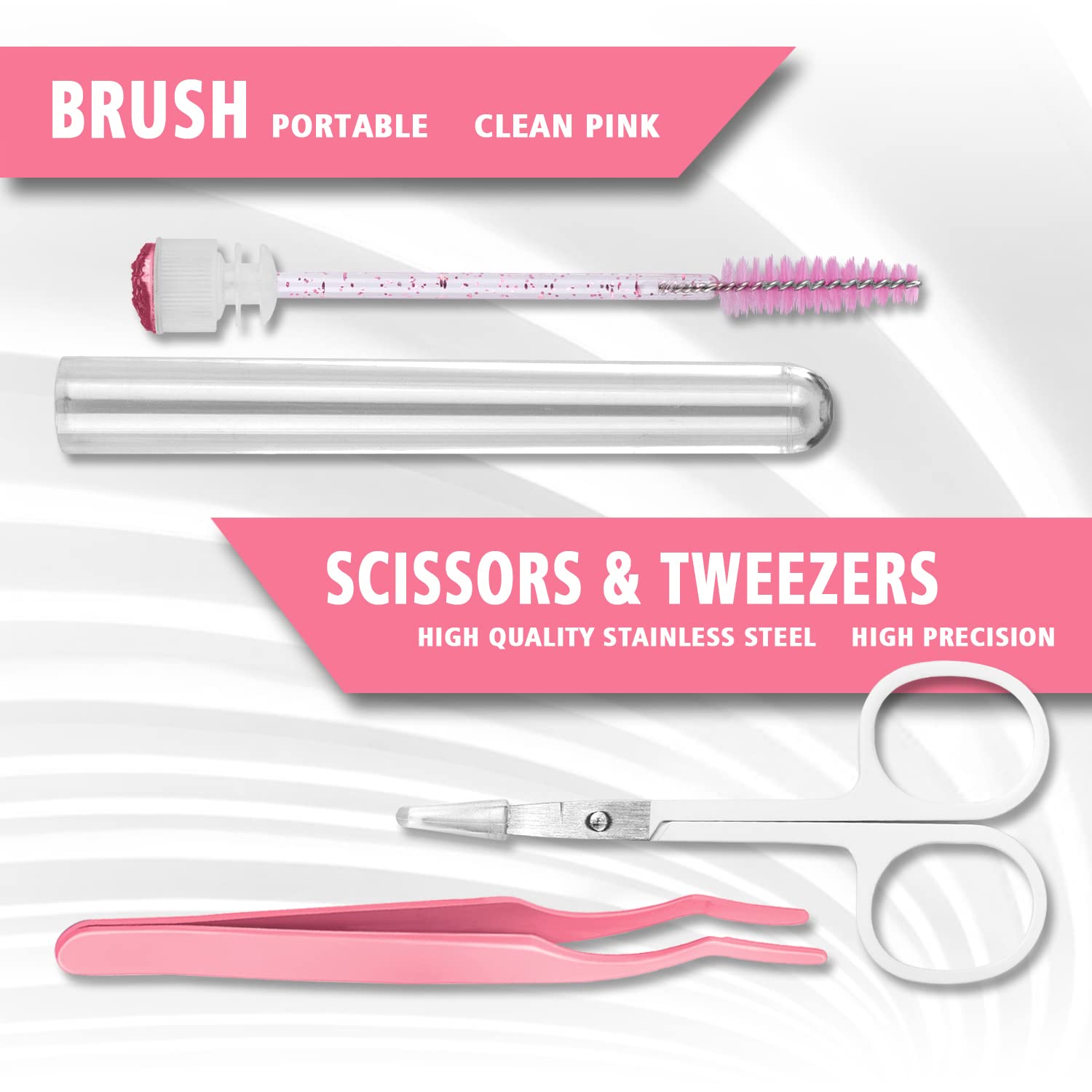 DIY Eyelash Extension Kit 96 Pcs 3D False Lashes Cluster Glue Tweezers Scissors