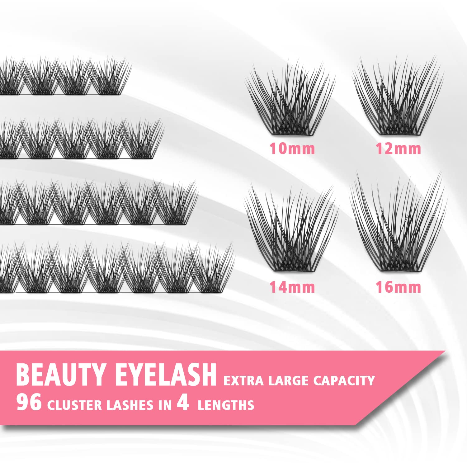 DIY Eyelash Extension Kit 96 Pcs 3D False Lashes Cluster Glue Tweezers Scissors