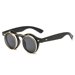 Y2K Round Sunglasses Steampunk Metal Rim Glasses UV400