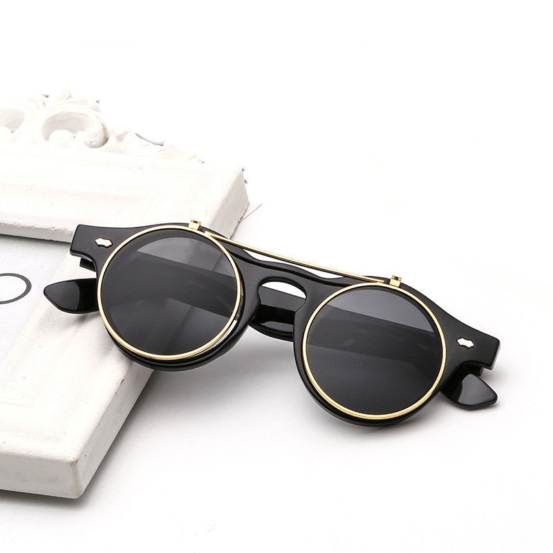 Y2K Round Sunglasses Steampunk Metal Rim Glasses UV400