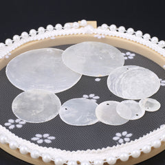 20pcs Mother Of Pearl Shell Beads Matte Transparent Round Coin for DIY Jewelry