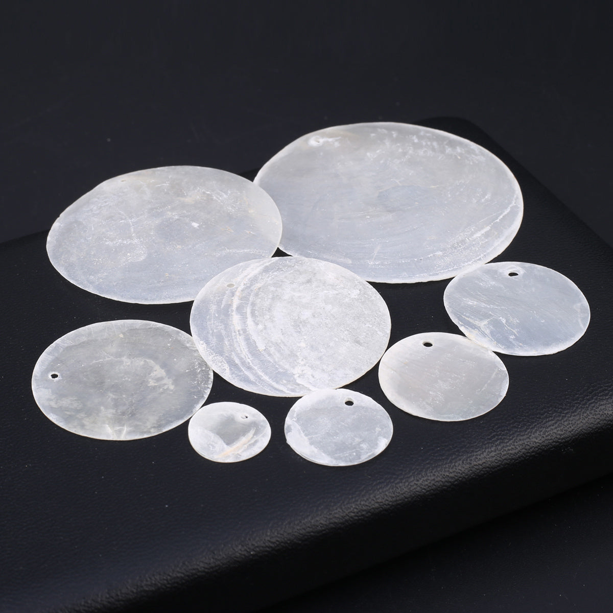 20pcs Mother Of Pearl Shell Beads Matte Transparent Round Coin for DIY Jewelry
