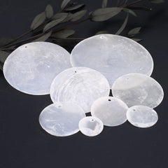 20pcs Mother Of Pearl Shell Beads Matte Transparent Round Coin for DIY Jewelry