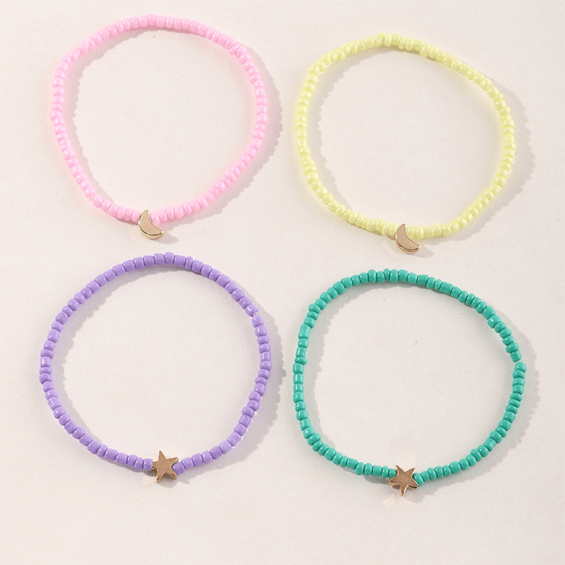 Girls Star And Moon Beads Bracelet Jewelry Gift