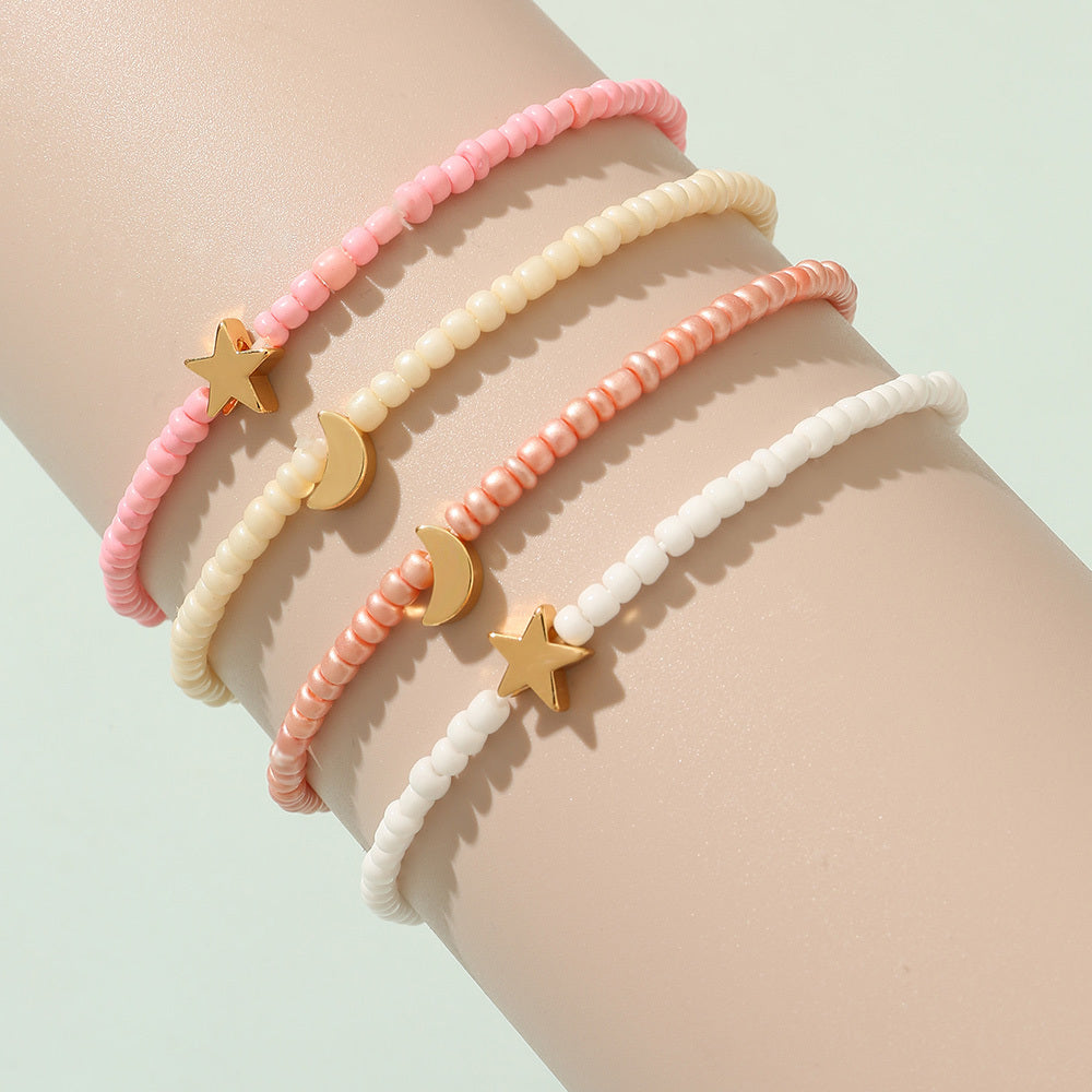 Girls Star And Moon Beads Bracelet Jewelry Gift