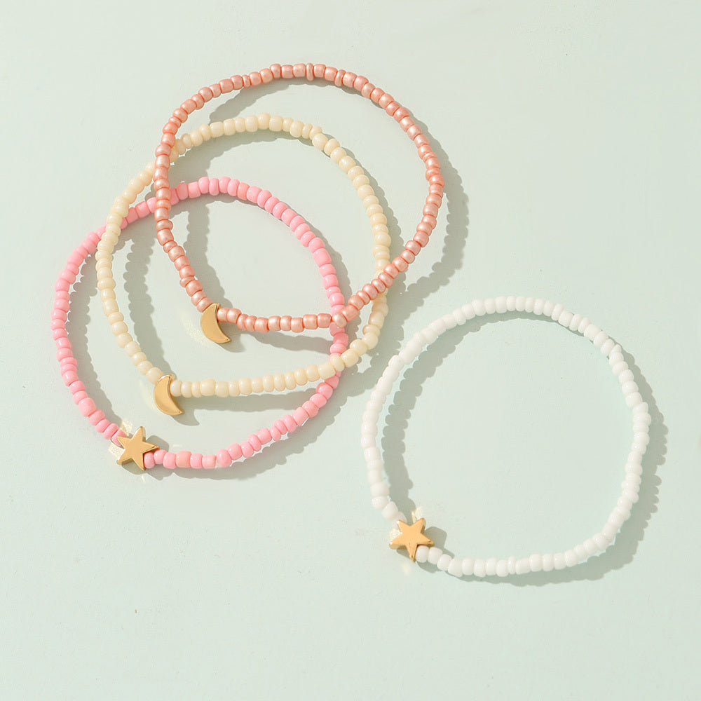 Girls Star And Moon Beads Bracelet Jewelry Gift