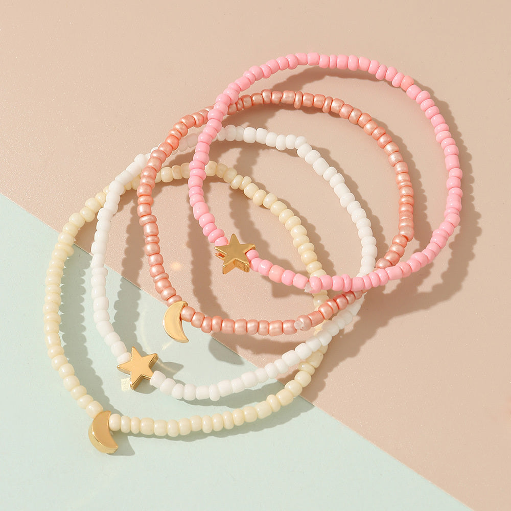 Girls Star And Moon Beads Bracelet Jewelry Gift