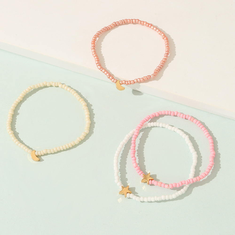 Girls Star And Moon Beads Bracelet Jewelry Gift