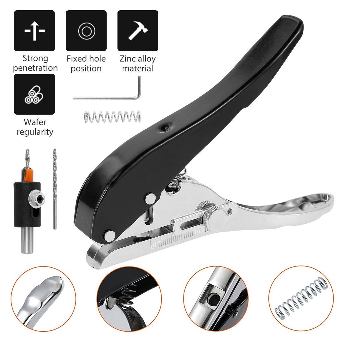 Heavy Duty Single Hole Punch 12.7mm Portable Punching Plier with Limiter