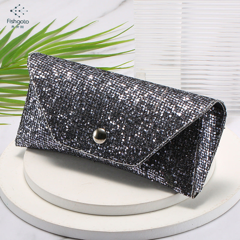 Glitter Glasses Bag Crocodile Embossed Glasses Case PU Leather Sunglasses Holder