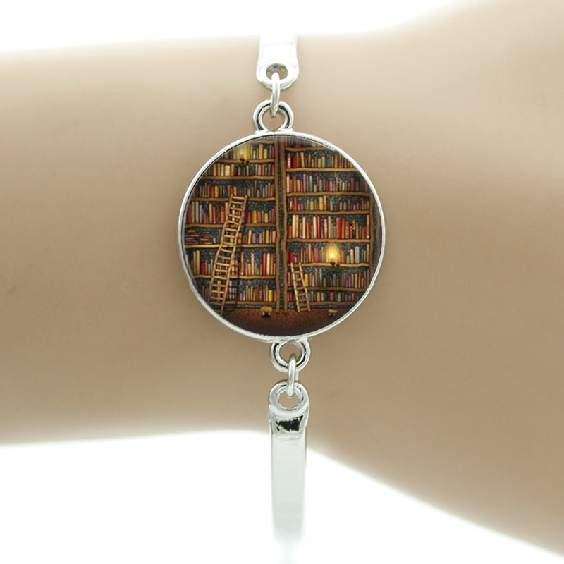 Vintage Book Pattern Bracelet - Librarian Gift