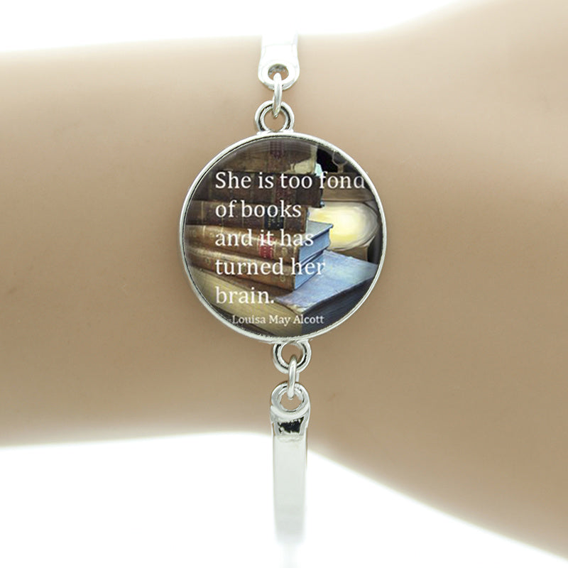 Vintage Book Pattern Bracelet - Librarian Gift