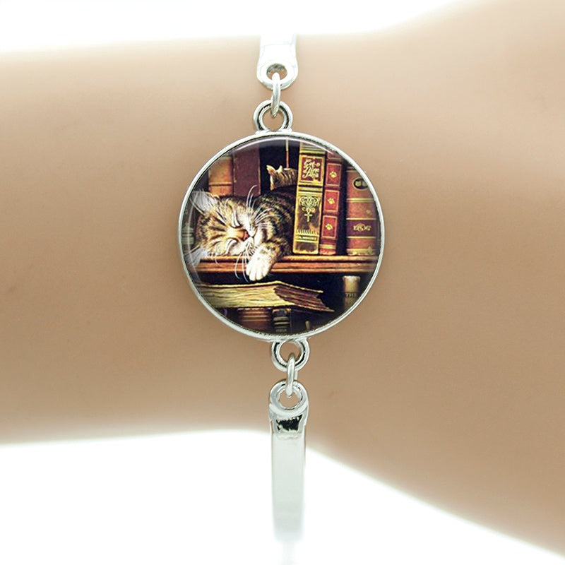 Vintage Book Pattern Bracelet - Librarian Gift