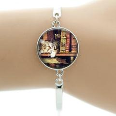Vintage Book Pattern Bracelet - Librarian Gift