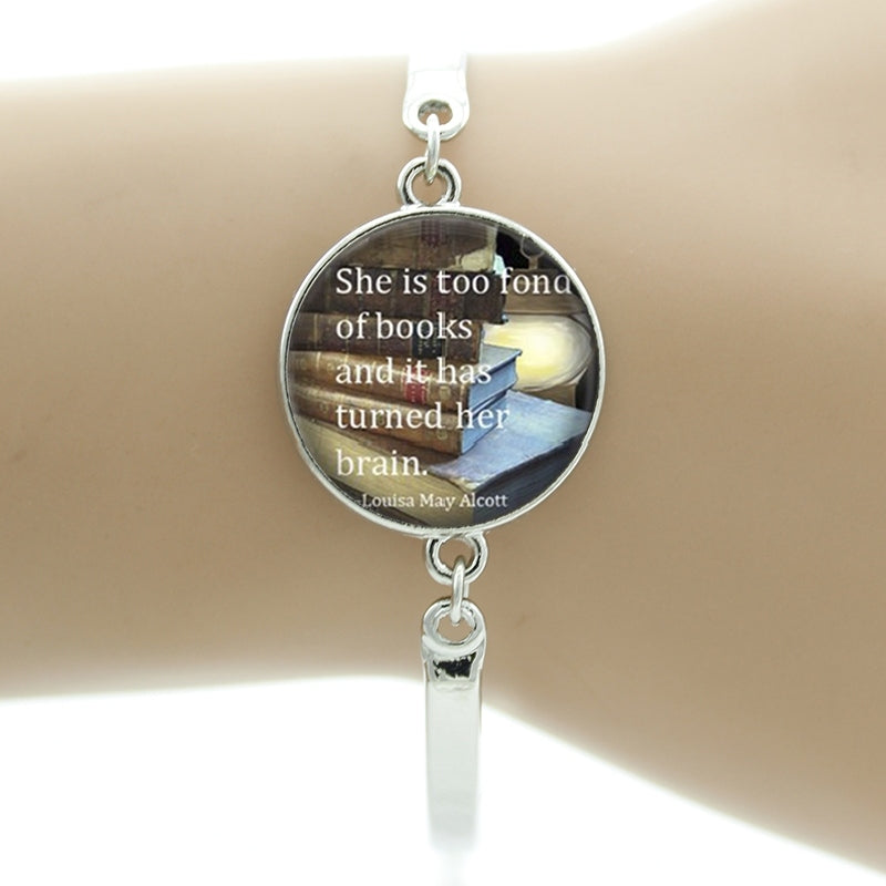 Vintage Book Pattern Bracelet - Librarian Gift