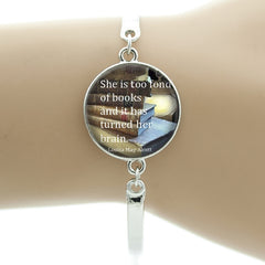 Vintage Book Pattern Bracelet - Librarian Gift