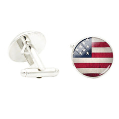National Flag Photo Cufflinks for Men Suit Shirt Rhodium Plated Base