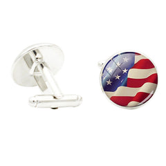National Flag Photo Cufflinks for Men Suit Shirt Rhodium Plated Base