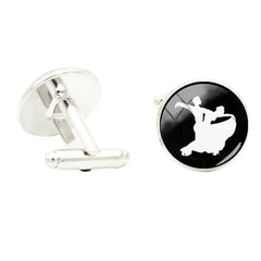 Ballroom Dance Glass Gem Cufflinks Rhodium Plated Suit Shirt Jewelry