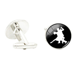 Ballroom Dance Glass Gem Cufflinks Rhodium Plated Suit Shirt Jewelry