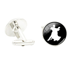 Ballroom Dance Glass Gem Cufflinks Rhodium Plated Suit Shirt Jewelry