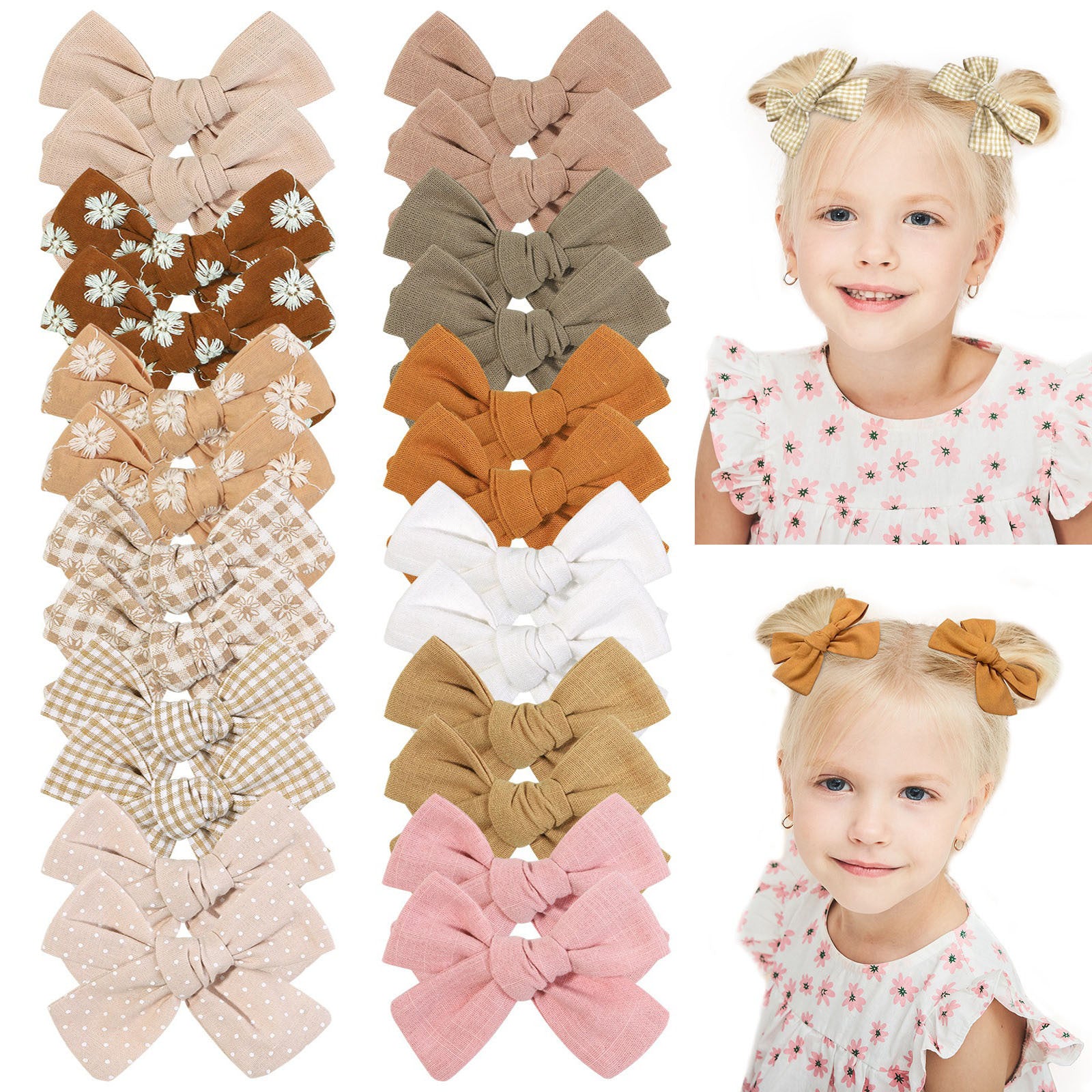 2pcs Cartoon Fabric Bow Hair Clips for Girls