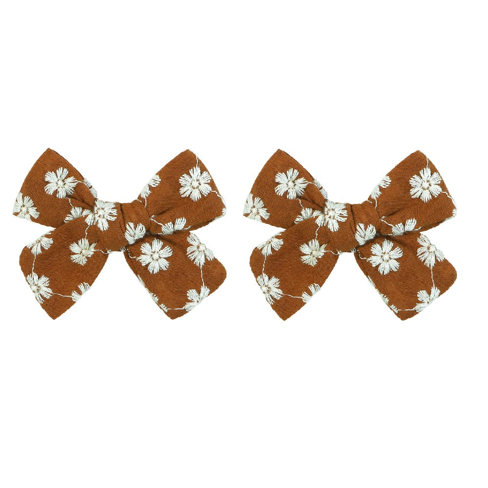 2pcs Cartoon Fabric Bow Hair Clips for Girls