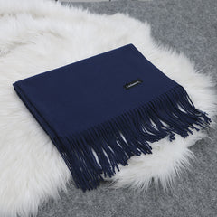 Plain Fringe Trim Scarf Warm Shawl Casual Head Wrap for Daily Decoration Gift