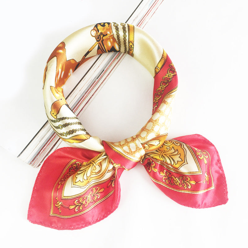 Colorful Dotted Square Scarf Satin Bandana Neckerchief Women Silk Head Wrap