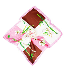 Flower Print Square Scarf Satin Bandana Women Silk Head Wrap