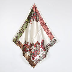 Flower Print Square Scarf Satin Bandana Women Silk Head Wrap