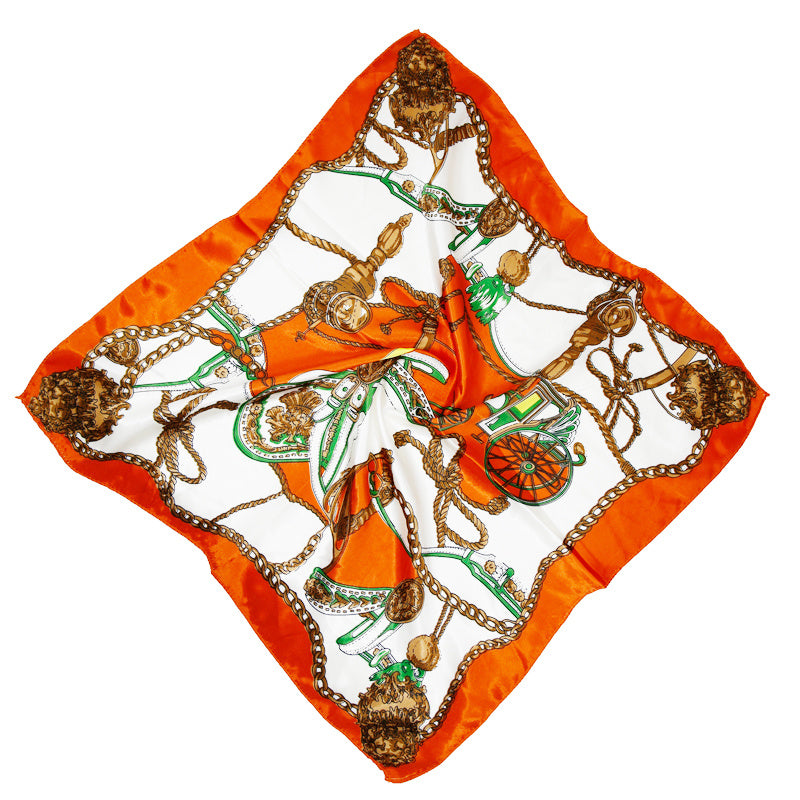 Flower Print Square Scarf Satin Bandana Women Silk Head Wrap