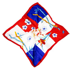 Flower Print Square Scarf Satin Bandana Women Silk Head Wrap