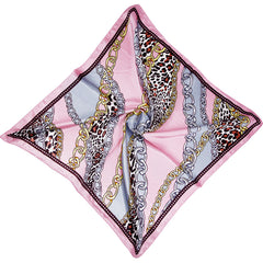 Chain Tassel Print Square Scarf Satin Bandana Neckerchief