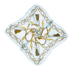 Chain Tassel Print Square Scarf Satin Bandana Neckerchief