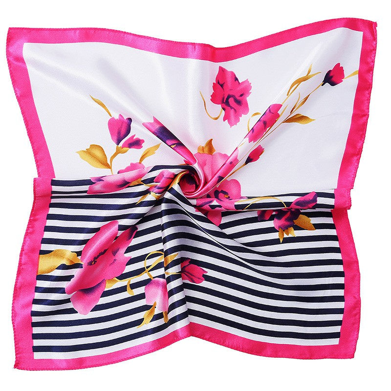 Leaf Butterfly Print Satin Square Scarf Bandana Head Wrap