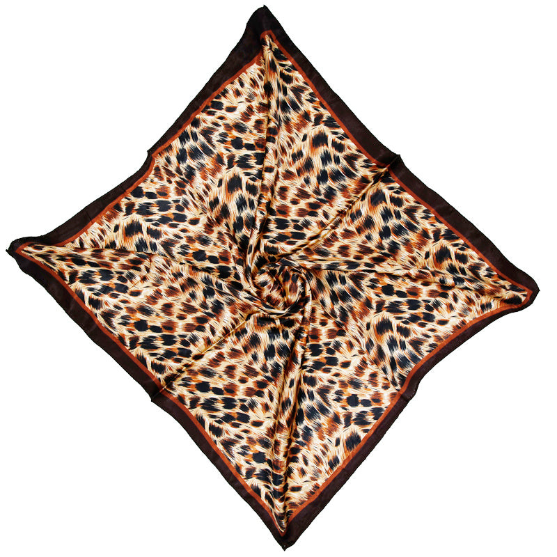 Leaf Butterfly Print Satin Square Scarf Bandana Head Wrap