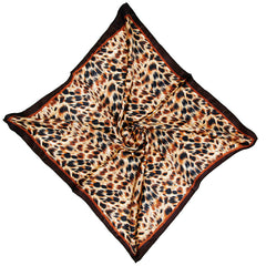 Leaf Butterfly Print Satin Square Scarf Bandana Head Wrap