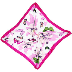 Leaf Butterfly Print Satin Square Scarf Bandana Head Wrap