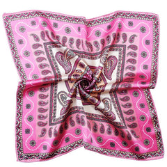 Leaf Butterfly Print Satin Square Scarf Bandana Head Wrap