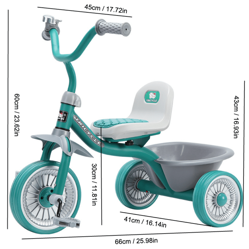 Kids' Tricycle 2-6 Years Anti Rollover Belt Bucket