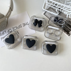 Heart Bow Decor Lens Cases Travel Lens Box With Tweezers Remover Tool