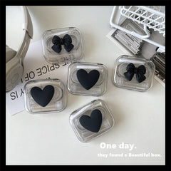 Heart Bow Decor Lens Cases Travel Lens Box With Tweezers Remover Tool