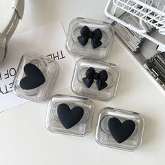 Heart Bow Decor Lens Cases Travel Lens Box With Tweezers Remover Tool