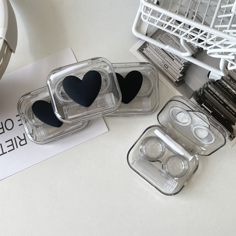 Heart Bow Decor Lens Cases Travel Lens Box With Tweezers Remover Tool