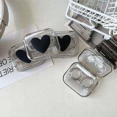 Heart Bow Decor Lens Cases Travel Lens Box With Tweezers Remover Tool