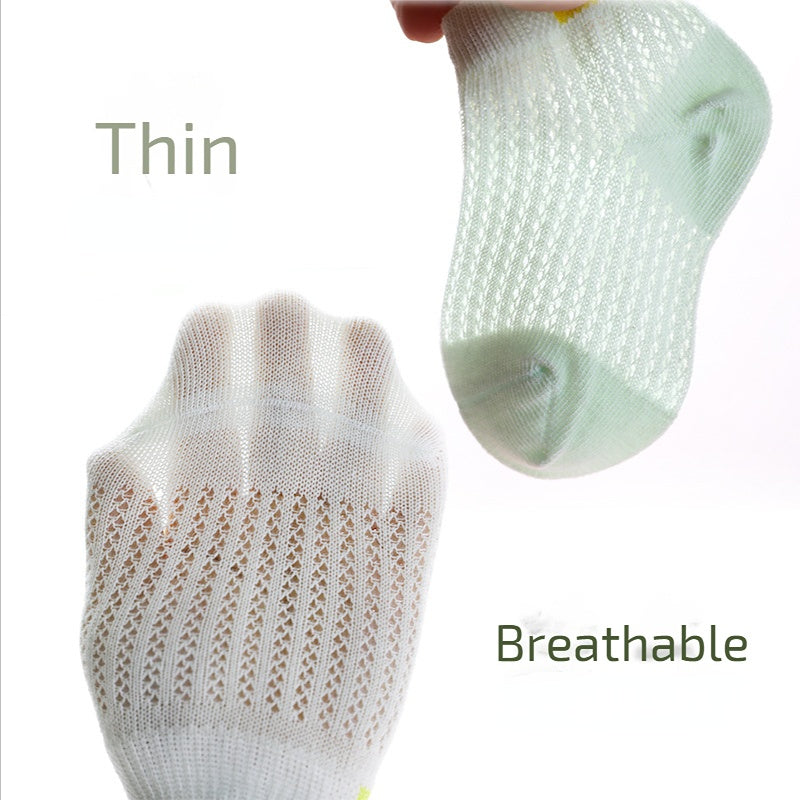 5 Pairs Baby Cotton Short Socks for Boys Girls Mesh Thin Summer Ankle Sock