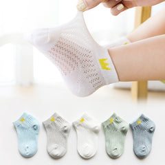 5 Pairs Baby Cotton Short Socks for Boys Girls Mesh Thin Summer Ankle Sock