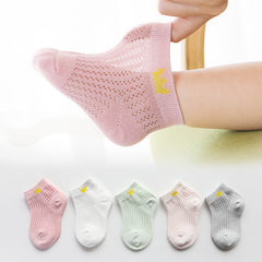 5 Pairs Baby Cotton Short Socks for Boys Girls Mesh Thin Summer Ankle Sock